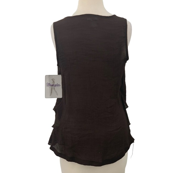 NWT Wrangler Women's Sleeveless Tank Top Brown Beaded Layered Ruffled Size M - Picture 8 of 8